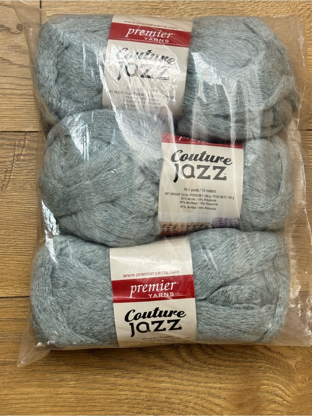 Premier Yarns Couture Jazz Nickel 26-41, Lot of 3 Skeins, New Sealed
